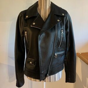 Torrid size 0 black faux leather asymmetrical jacket